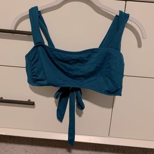Turquoise/ blue swimsuit top with tie in back
